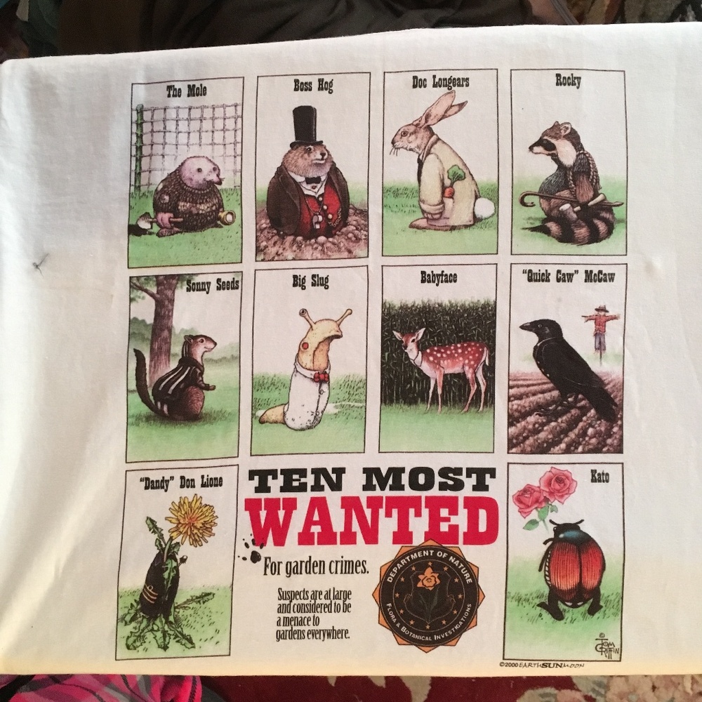 Ten Most Wanted garden pests t-shirt NEW